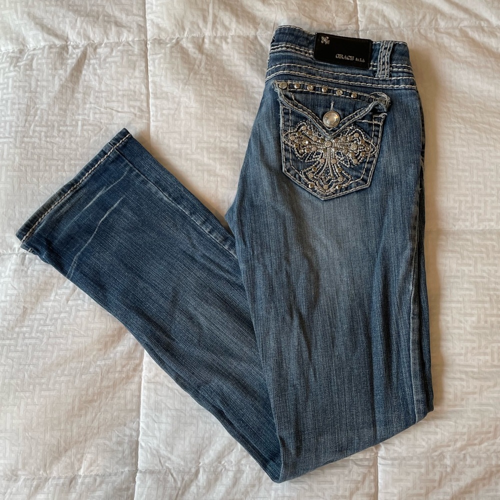NWOT Grace in LA Bling Bootcut Jeans